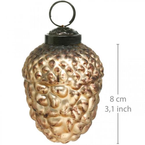 Floristik24 Coni decorativi vintage dorati in vetro ghianda Decorazioni per l'albero di Natale 5,5 × 8 cm 12 pezzi