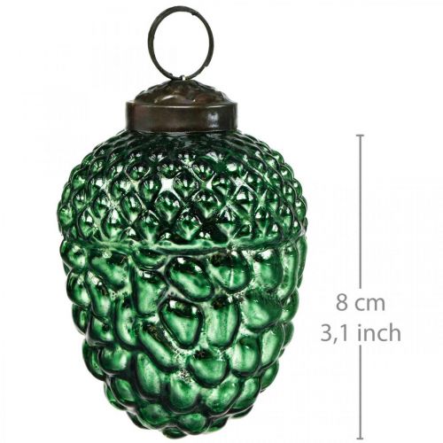 Floristik24 Ghianda vetro verde autunno decorazione coni decorazioni albero di Natale 5,5 × 8 cm 12 pezzi