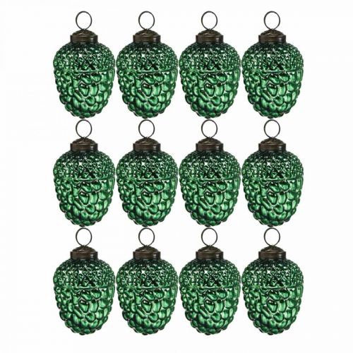 Floristik24 Ghianda vetro verde autunno decorazione coni decorazioni albero di Natale 5,5 × 8 cm 12 pezzi