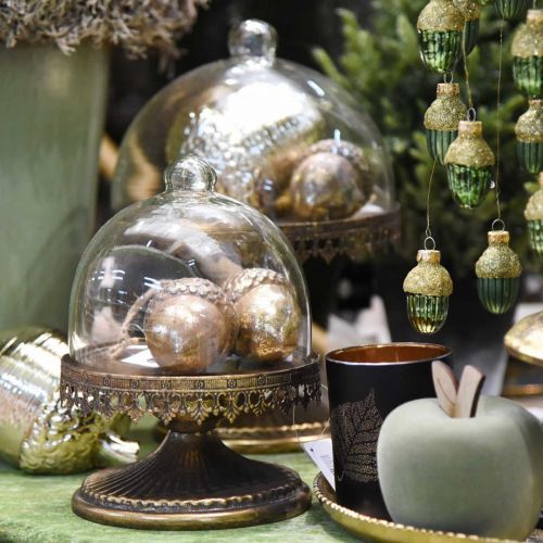 Prodotto Ciondolo decorativo ghianda, frutti autunnali, decorazioni per alberi di Natale con decorazioni dorate H8cm Ø6cm 4 pezzi