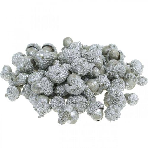 Ghiande decorative argento, decorazione dell&#39;Avvento, frutti autunnali naturali, casa di campagna Ø1,5 - 2,5 cm L1,5 - 3 cm 300 g
