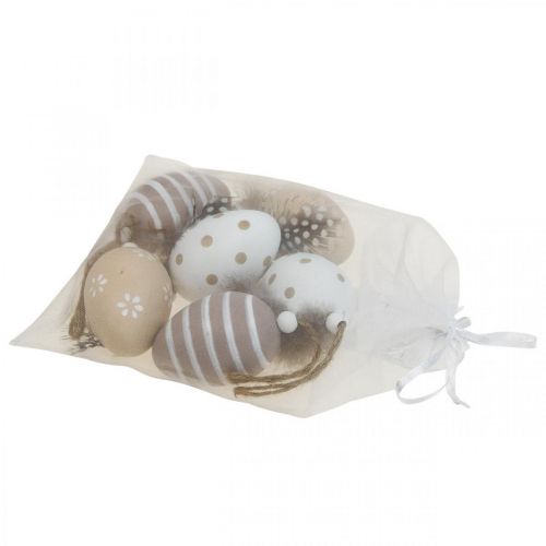 Floristik24 Uova di Pasqua da appendere uova decorative con piuma H6cm 6pz