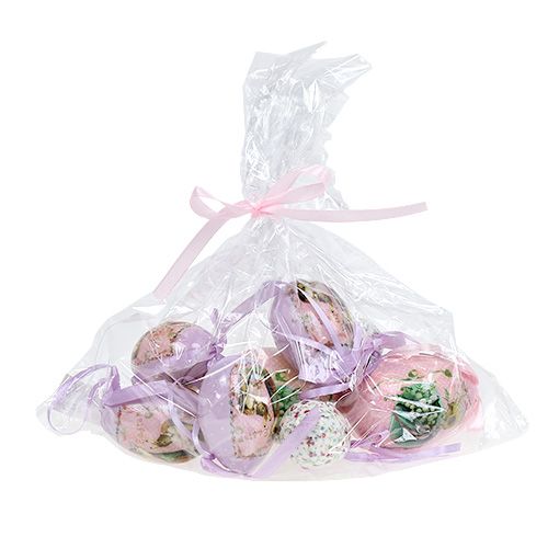 Floristik24 Uova con motivo viola-rosa 5-8 cm 8 pezzi