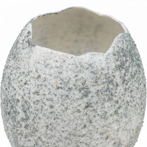 Floristik24 Guscio d&#39;uovo per piantare, decorazione pasquale, fioriera, bianco d&#39;uovo decorativo argento 4 pezzi