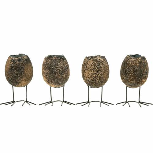 Floristik24 Fioriera uovo con gambe guscio d&#39;uovo marrone oro 13 cm 4 pezzi