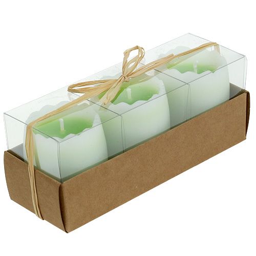 Floristik24 Candela uovo verde 5,5 cm 3 pezzi
