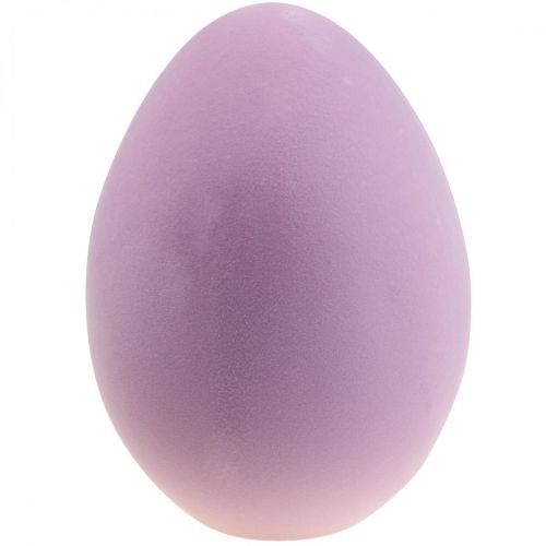 Uovo di Pasqua in plastica grande uovo decorativo viola floccato 40cm