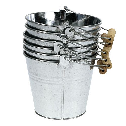 Prodotto Secchi Ø14cm H12cm 6 pezzi Zinco lucido