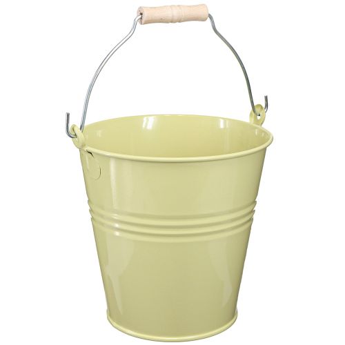 Floristik24 Vaso da fiori in metallo a secchiello verde-giallo 26x22,5x23 cm 6 l