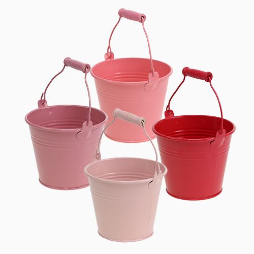 Floristik24 Secchio Pink Mix Ø12cm H10cm 8 pezzi