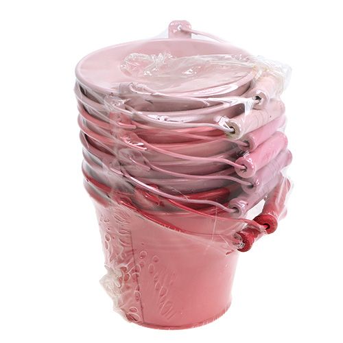 Floristik24 Secchio Pink Mix Ø12cm H10cm 8 pezzi