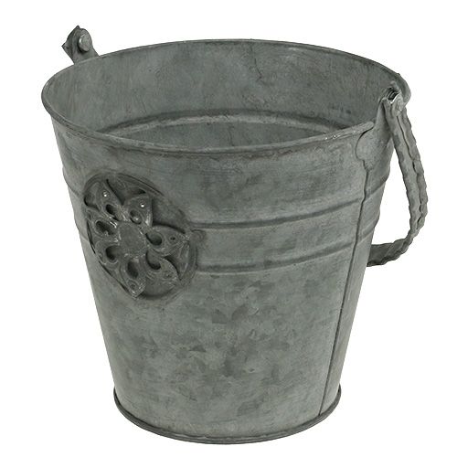 Floristik24 Secchio con fiore Ø16cm H15cm zinco