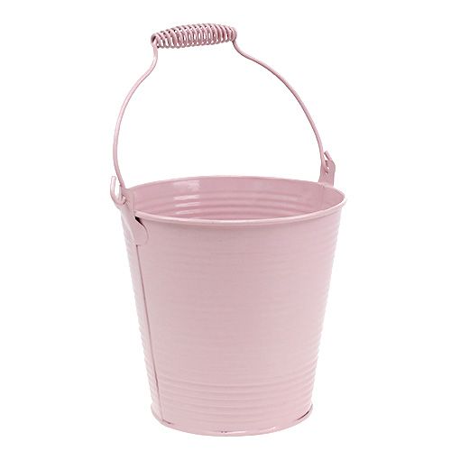 Floristik24 Secchio con motivo scanalato rosa pastello Ø14,5 cm H14,5 cm