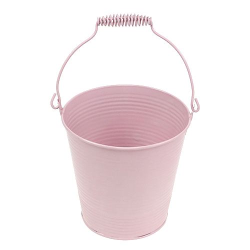 Floristik24 Secchio con motivo scanalato rosa pastello Ø14,5 cm H14,5 cm