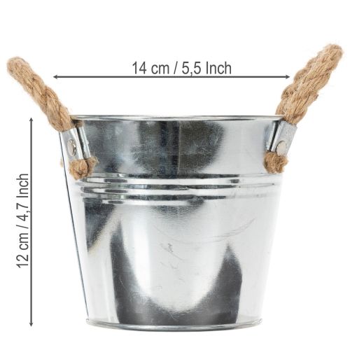 Secchio con manici in corda Ø14cm H12cm | Floristik24.it