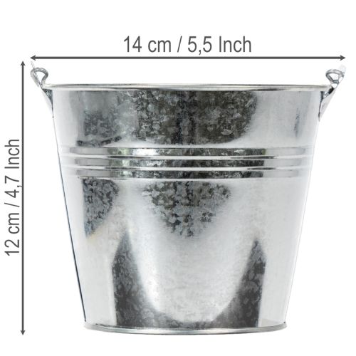Secchio Ø14cm H12cm 6 pezzi. Zinco, lucido | Floristik24.it