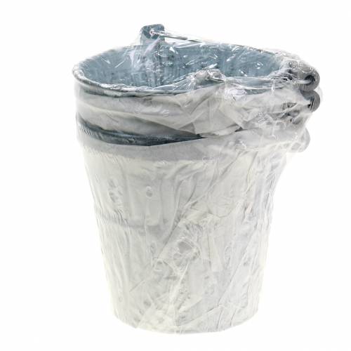 Floristik24 Secchio in zinco con motivo intrecciato grigio Ø13cm H11,5cm 4 pezzi