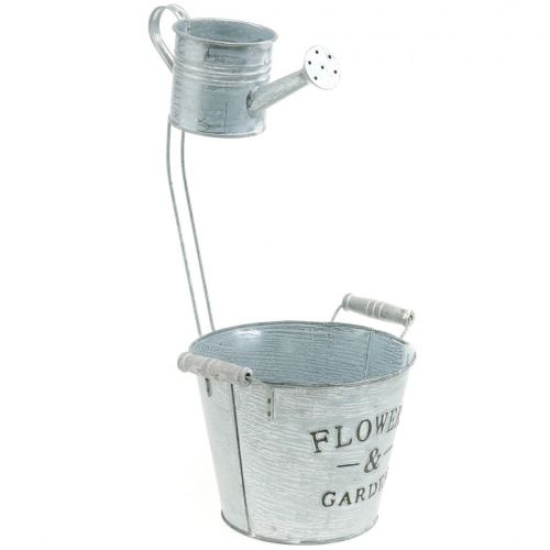 Floristik24 Vaso decorativo per piante, secchio con vaso, vaso per piante, secchio in metallo H38cm Ø16,5cm/Ø7cm