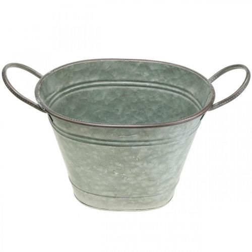 Floristik24 Vaso per fioriera, contenitore in metallo con manici, ciotola decorativa L32cm H24cm