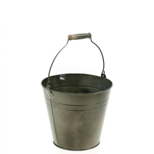 Floristik24 Secchio decorativo con manico, decorazione da giardino, vaso per piante, contenitore in metallo Ø16,5 cm H15 cm