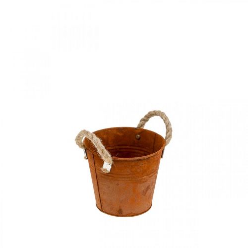 Vaso per piante, decorazione autunnale, vaso in metallo con patina Ø14cm H12cm