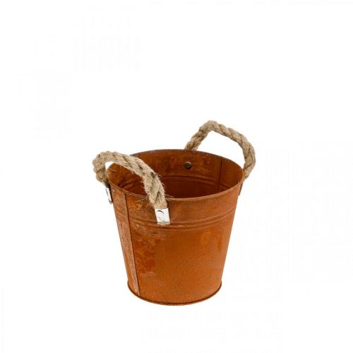 Floristik24 Vaso in metallo con manici, vaso per erbe aromatiche, decoro ruggine Ø16,5cm H15cm