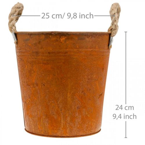 Floristik24 Fioriera con manici, vaso per piante, vaso in metallo con decoro ruggine Ø25cm H24cm