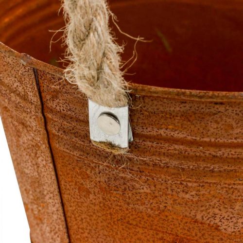Prodotto Vaso in metallo con manici, vaso per erbe aromatiche, decoro ruggine Ø16,5cm H15cm