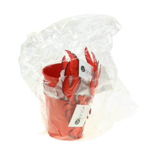 Prodotto Secchio decorativo aragosta in metallo rosso Ø8cm H13cm 3 pz