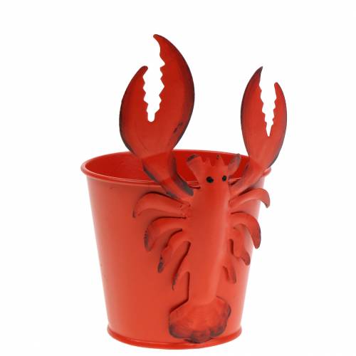 Secchio decorativo aragosta in metallo rosso Ø8cm H13cm 3 pz