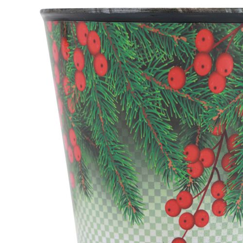 Floristik24 Vaso da fiori Secchio per fioriera natalizia Ilex Ø15,5 cm H13 cm
