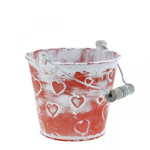 Floristik24 Vaso in metallo per piantare Secchio con motivo a cuore Festa della mamma Secchio per piantare Ø13,5 cm
