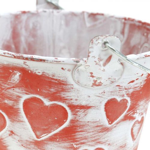 Floristik24 Vaso in metallo per piantare Secchio con motivo a cuore Festa della mamma Secchio per piantare Ø13,5 cm