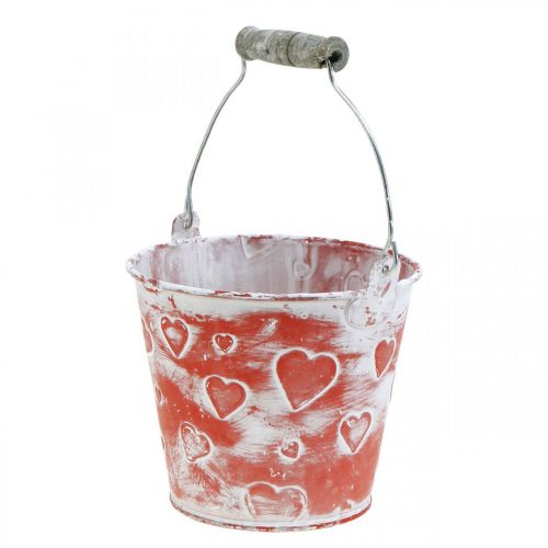 Floristik24 Vaso in metallo per piantare Secchio con motivo a cuore Festa della mamma Secchio per piantare Ø13,5 cm