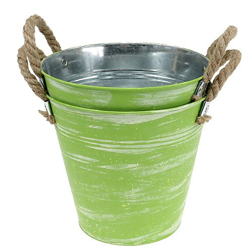 Floristik24 Secchio primavera verde Ø25cm H24cm 2 pezzi