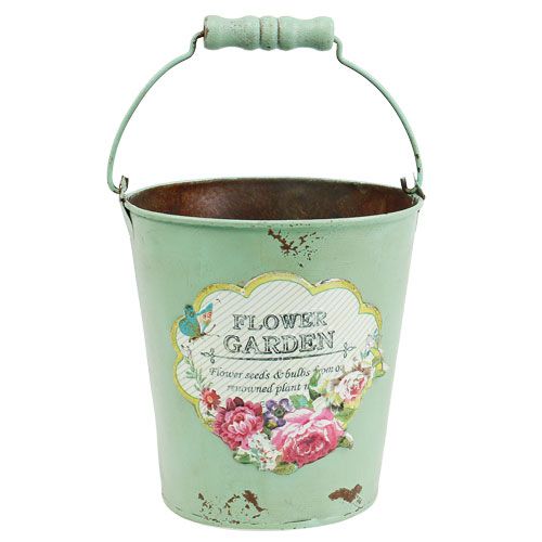 Floristik24 Secchio decorativo antico con motivo Ø13,5cm H14,5cm