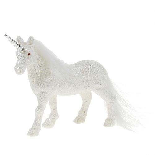 Floristik24 Unicorno 12,5 cm bianco con glitter 4 pezzi