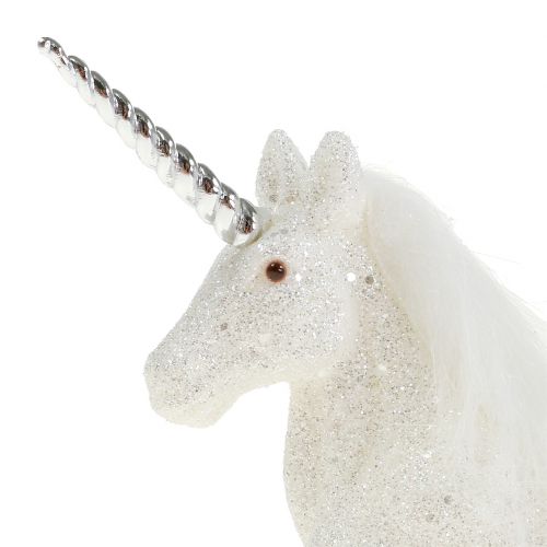 Floristik24 Unicorno bianco 12,5 cm con glitter 4 pz