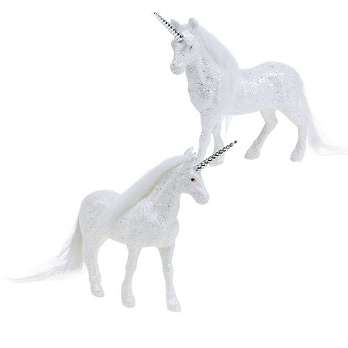 Floristik24 Unicorno bianco con glitter 18cm 2 pezzi