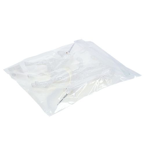 Floristik24 Unicorno bianco con glitter 18cm 2 pezzi