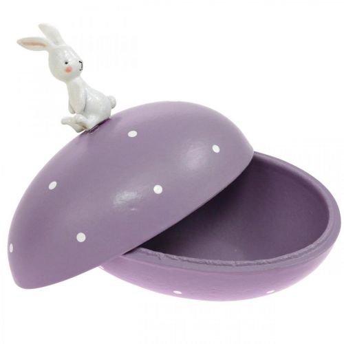 Floristik24 Coniglietto su uovo, uovo decorativo da riempire, Pasqua, scatola decorativa gialla, viola H17/16cm L15cm set di 2