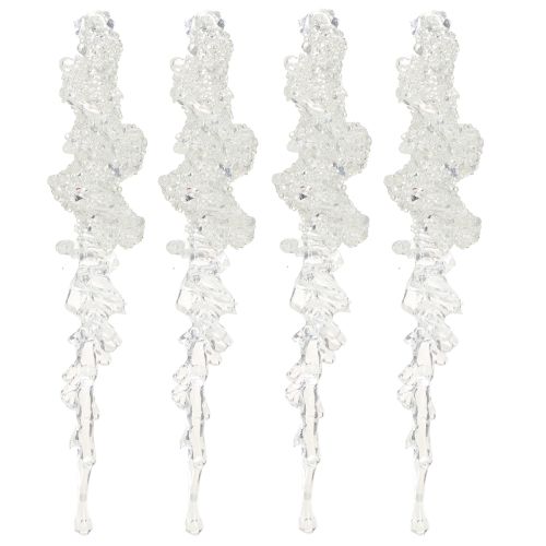Prodotto Decorazione per albero di ghiaccioli con glitter, decorazione invernale 17,5 cm, 4 pezzi