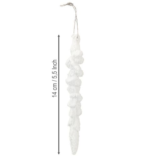 Prodotto Decorazione a forma di ghiacciolo, decorazione per albero di Natale innevato, 14 cm, 4 pezzi