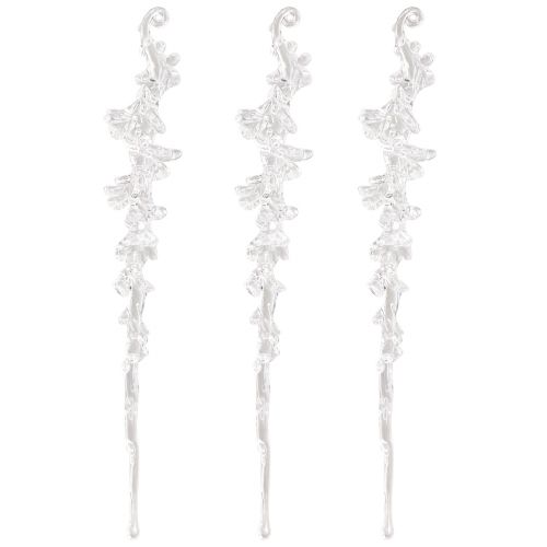 Prodotto Gancio decorativo per ghiaccioli con decorazione invernale trasparente 25 cm 3 pezzi