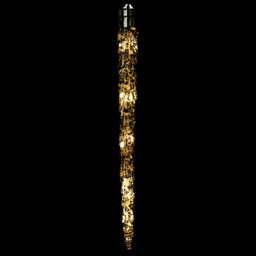 Floristik24 Ghiacciolo in plastica argento 47 cm con 9 LED e batteria