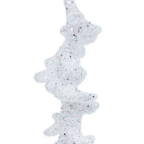 Ghiacciolo bianco con glitter per appendere 26,5 cm 1pz