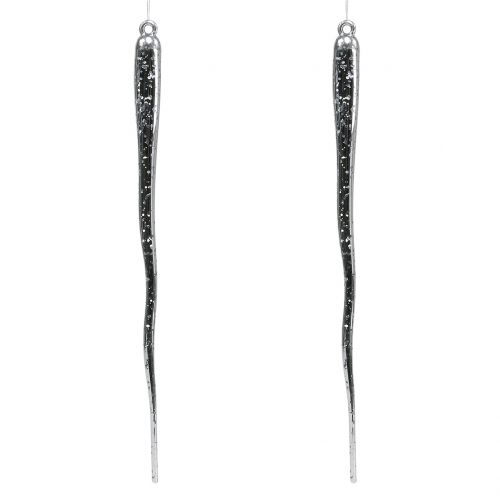 Ghiaccioli decorativi da sospendere trasparenti, argento 26 cm 2 pezzi