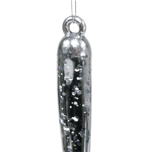 Ghiaccioli decorativi da sospendere trasparenti, argento 26 cm 2 pezzi