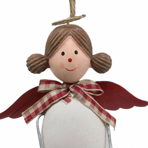 Prodotto Figure natalizie angelo e renna da appendere bianco, rosso Ø4,7cm H20 / 18cm 2 pezzi
