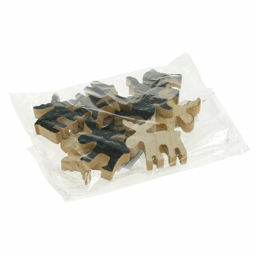 Prodotto Decorazioni natalizie in legno di alce glitter nero 5×5,5 cm 12 pz